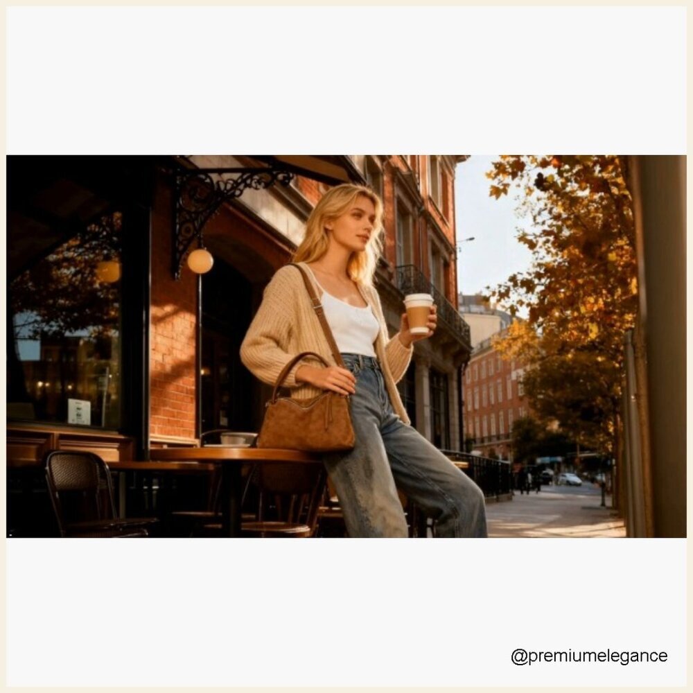 Suede Shoulder Bag Adjustable Strap Tote Handbag Slouchy Crossbody - Picture 7 of 7